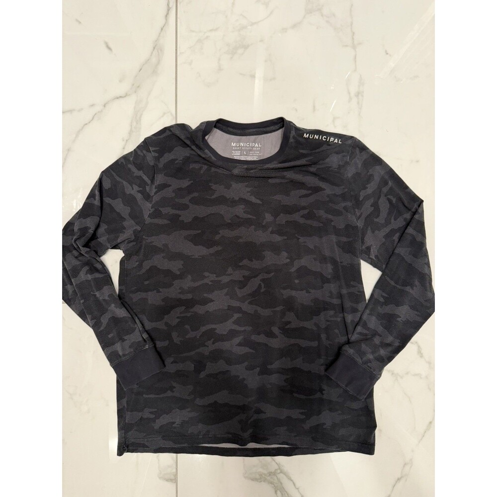 Municipal Shirt Mens Large Black Gray Camo Long Sleeve